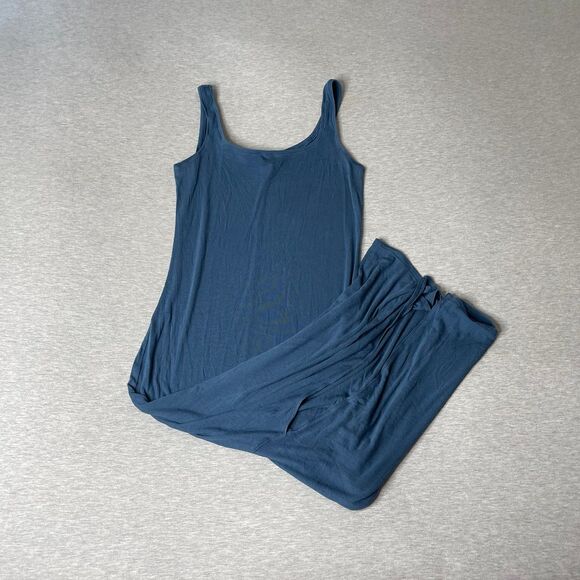Victoria’s Secret Midnight Sea Blue Ribbed Modal Long Slip Dress - Picture 10 of 12
